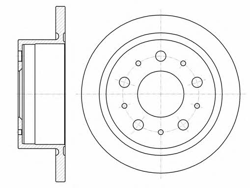 Road house 61057.00 Rear brake disc, non-ventilated 6105700