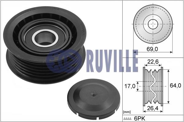 Ruville 55700 V-ribbed belt tensioner (drive) roller 55700