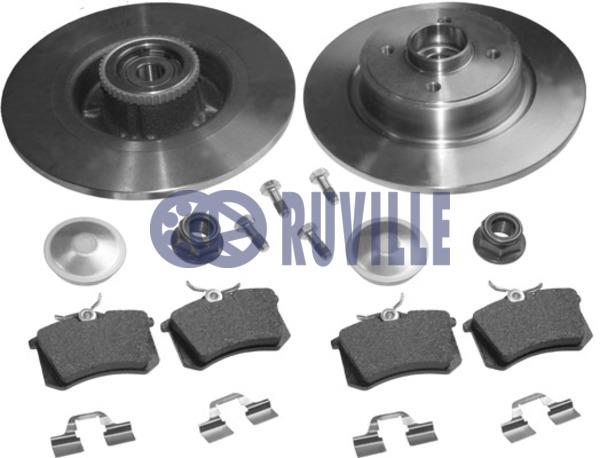 Ruville 5573BD1 Brake discs with pads rear non-ventilated, set 5573BD1