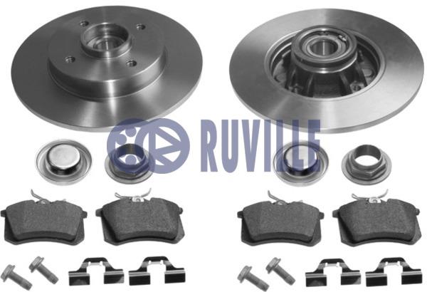 Ruville 6642BD1 Brake discs with pads rear non-ventilated, set 6642BD1