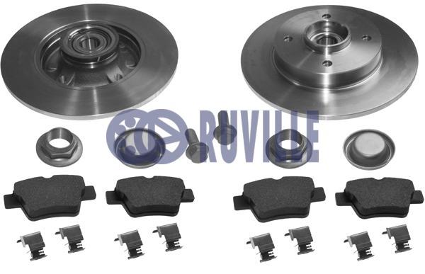 Ruville 6643BD2 Brake discs with pads rear non-ventilated, set 6643BD2