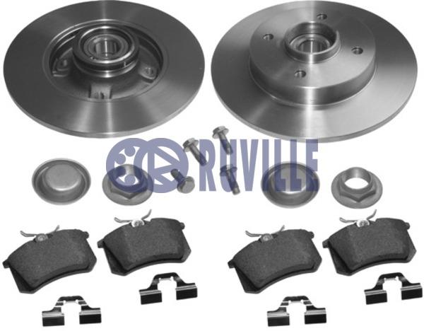 Ruville 6644BD1 Brake discs with pads rear non-ventilated, set 6644BD1