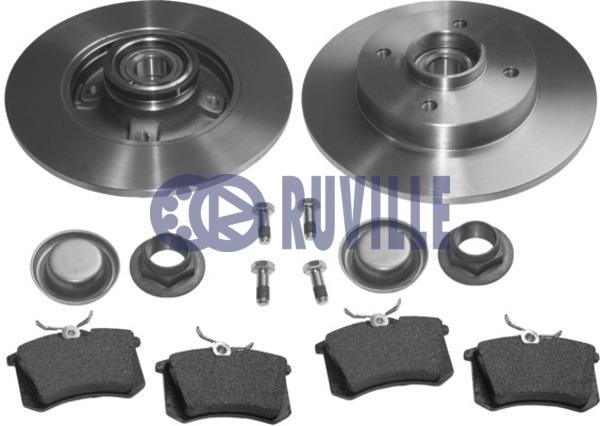 Ruville 6644BD2 Brake discs with pads rear non-ventilated, set 6644BD2