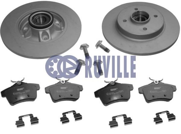 Ruville 6646BD3 Brake discs with pads rear non-ventilated, set 6646BD3