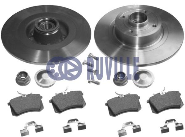 Ruville 5587BD1 Brake discs with pads rear non-ventilated, set 5587BD1