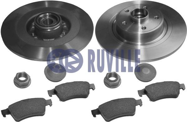 Ruville 5504BD1 Brake discs with pads rear non-ventilated, set 5504BD1