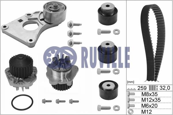 Ruville 56643702 TIMING BELT KIT WITH WATER PUMP 56643702