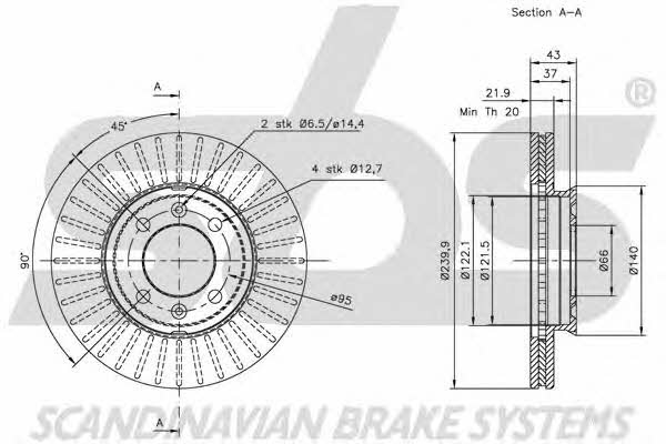SBS 1815201212 Front brake disc ventilated 1815201212