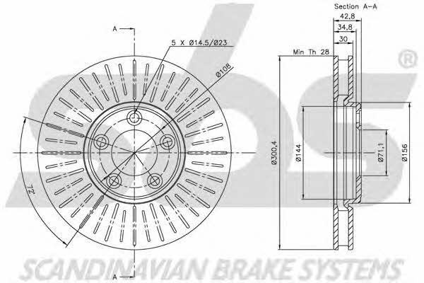 SBS 1815201223 Front brake disc ventilated 1815201223