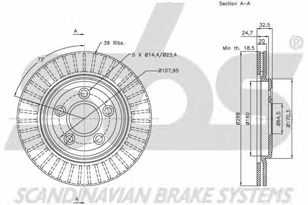 SBS 1815201224 Rear ventilated brake disc 1815201224