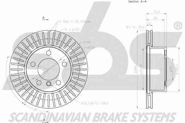 SBS 18152015100 Front brake disc ventilated 18152015100