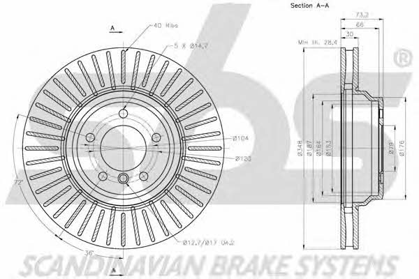SBS 1815201580 Front brake disc ventilated 1815201580