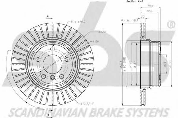 SBS 1815201585 Rear ventilated brake disc 1815201585
