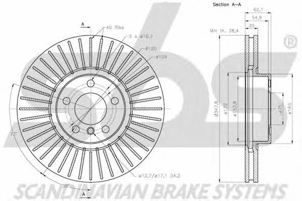 SBS 1815201587 Front brake disc ventilated 1815201587