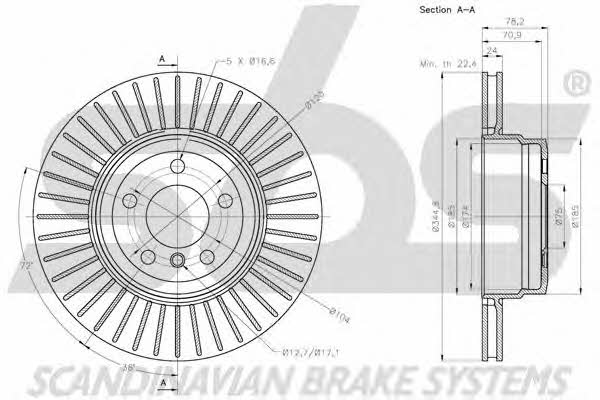 SBS 1815201590 Rear ventilated brake disc 1815201590