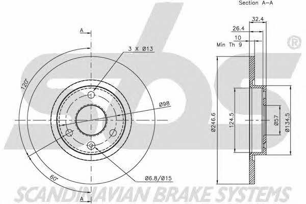 SBS 1815201921 Unventilated front brake disc 1815201921