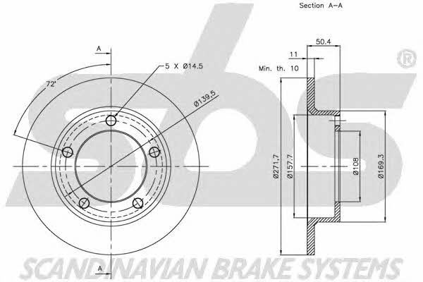 SBS 1815202310 Unventilated front brake disc 1815202310