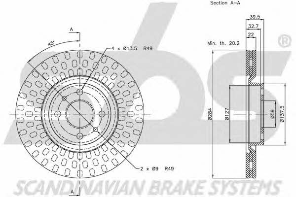 SBS 1815202327 Front brake disc ventilated 1815202327