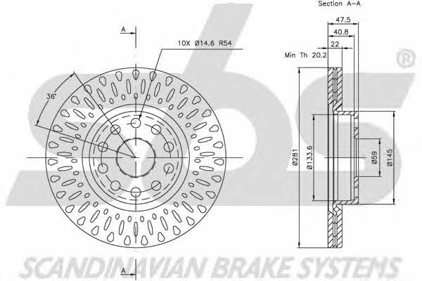 SBS 1815202333 Front brake disc ventilated 1815202333