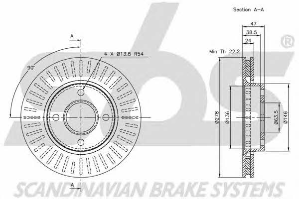 SBS 1815202542 Front brake disc ventilated 1815202542