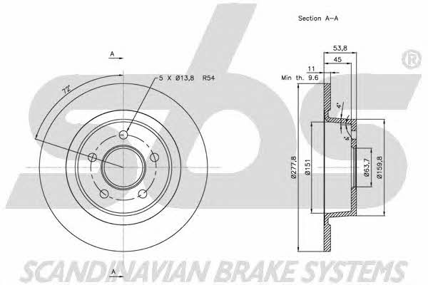 SBS 1815202564 Rear brake disc, non-ventilated 1815202564