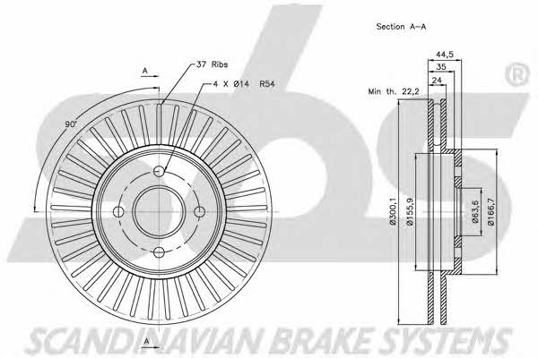 SBS 1815202567 Front brake disc ventilated 1815202567
