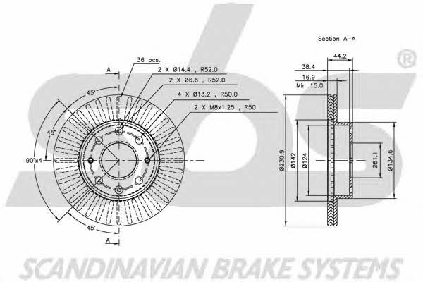 SBS 1815202605 Front brake disc ventilated 1815202605