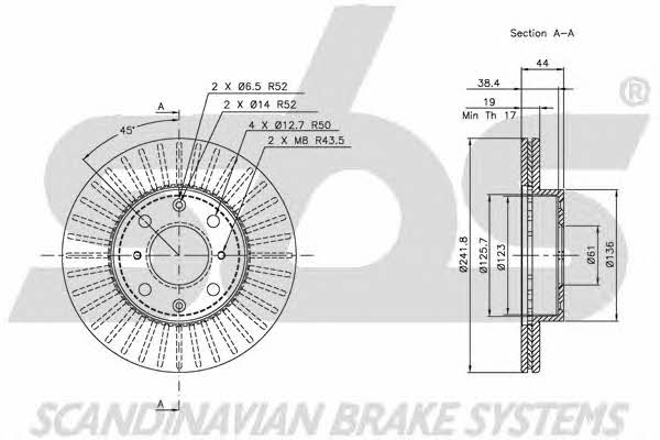 SBS 1815202612 Front brake disc ventilated 1815202612