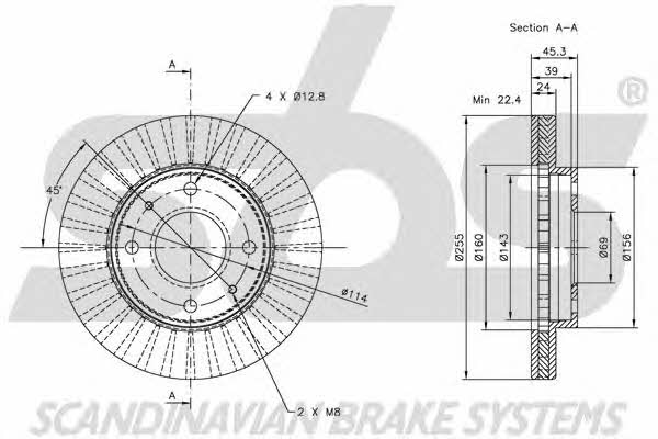 SBS 1815203010 Front brake disc ventilated 1815203010