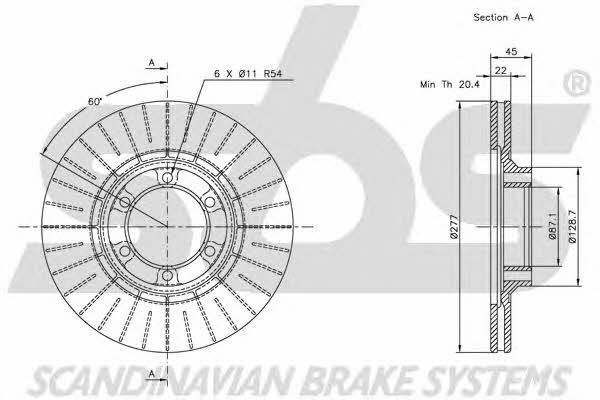SBS 1815203017 Front brake disc ventilated 1815203017