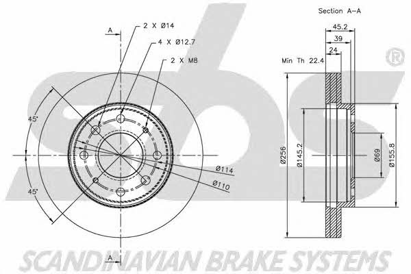 SBS 1815203025 Front brake disc ventilated 1815203025