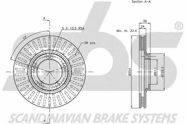 SBS 1815203029 Front brake disc ventilated 1815203029