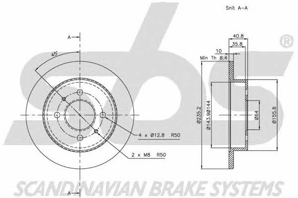 SBS 1815203031 Rear brake disc, non-ventilated 1815203031