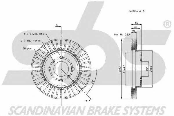 SBS 1815203039 Front brake disc ventilated 1815203039