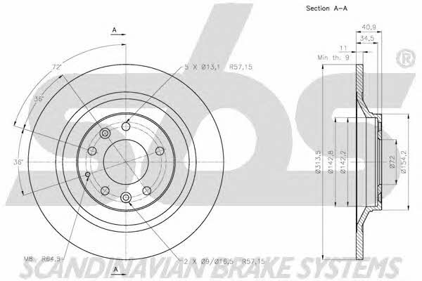 SBS 1815203265 Rear brake disc, non-ventilated 1815203265