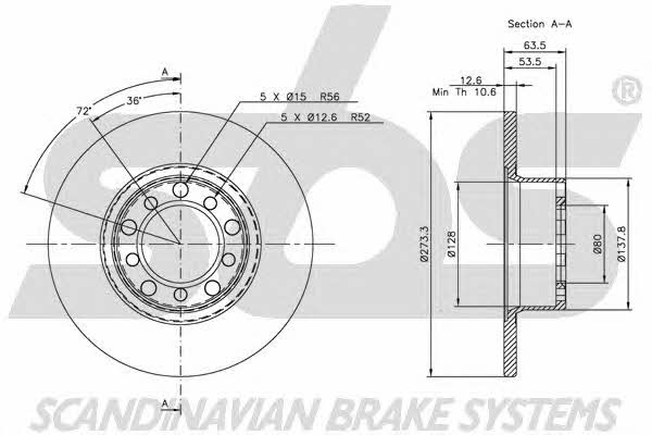 SBS 1815203303 Unventilated front brake disc 1815203303