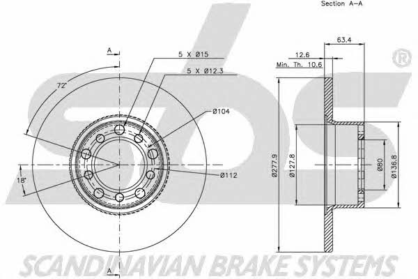 SBS 1815203304 Unventilated front brake disc 1815203304