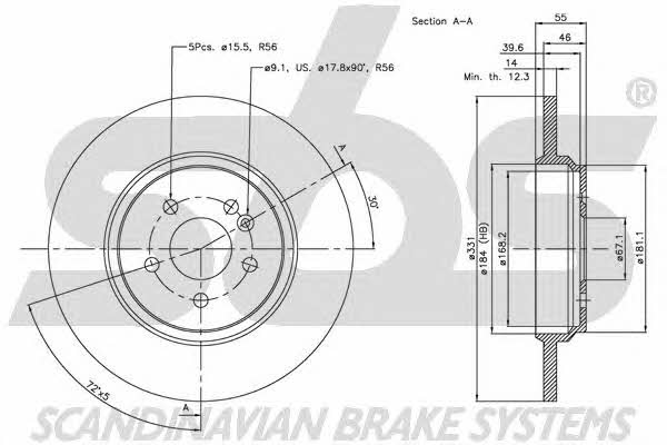 SBS 1815203357 Rear brake disc, non-ventilated 1815203357