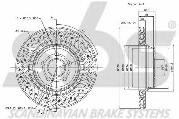 SBS 1815203379 Rear ventilated brake disc 1815203379
