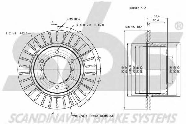 SBS 1815203427 Rear ventilated brake disc 1815203427
