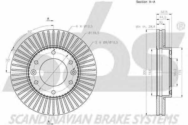 SBS 1815203436 Front brake disc ventilated 1815203436