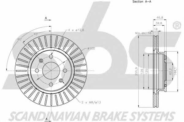 SBS 1815203438 Front brake disc ventilated 1815203438