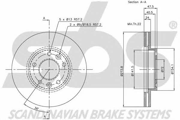 SBS 1815203506 Front brake disc ventilated 1815203506
