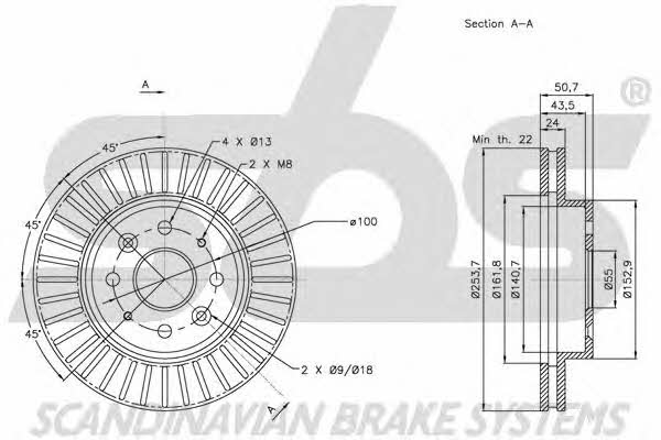 SBS 1815203516 Front brake disc ventilated 1815203516
