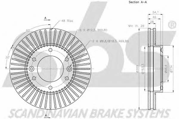SBS 1815203524 Front brake disc ventilated 1815203524
