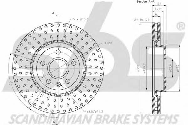 SBS 1815203671 Front brake disc ventilated 1815203671