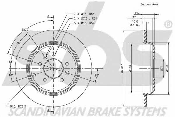 SBS 1815203717 Rear brake disc, non-ventilated 1815203717