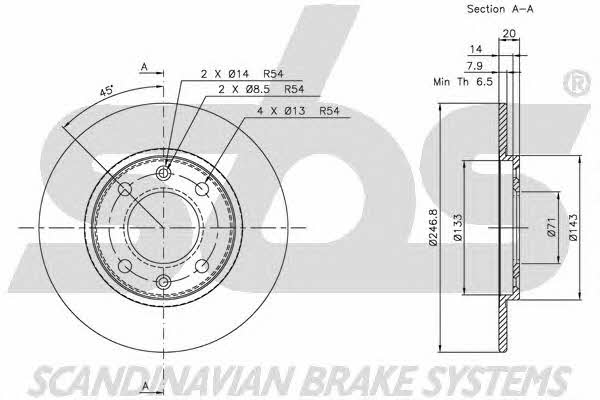 SBS 1815203718 Rear brake disc, non-ventilated 1815203718