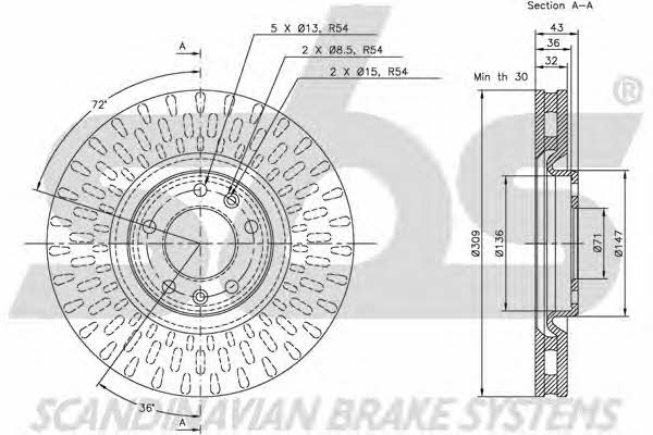 SBS 1815203724 Front brake disc ventilated 1815203724