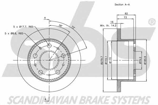 SBS 1815203732 Rear brake disc, non-ventilated 1815203732